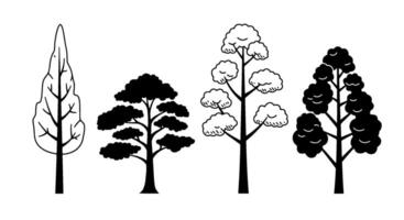 Four Simple Tree Silhouettes vector
