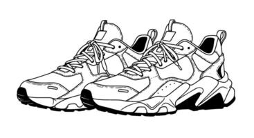 Chunky Sneakers Line Art Illustration vector