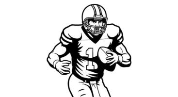 American Football Player Running with Ball - Line Art vector