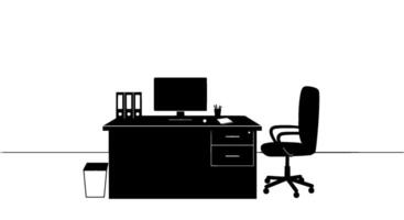 Monochrome Office Desk Setup Icon vector