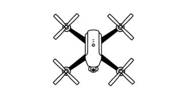 Quadcopter Drone Top View Icon, Black Outline vector