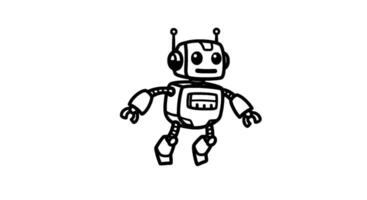 Monochrome Retro Robot Illustration vector