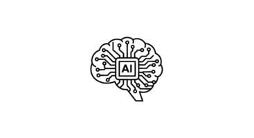 AI Brain Circuitry Line Art Icon vector