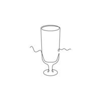 one line art Footed High Ball Glass illustration. line art, one continuous line, simple, hand drawn and sketch style. for icons, symbols, signs or logos vector