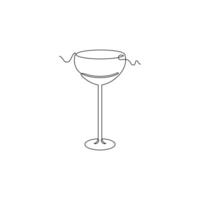 one line art Champagne Saucer Glass illustration. line art, one continuous line, simple, hand drawn and sketch style. for icons, symbols, signs or logos vector