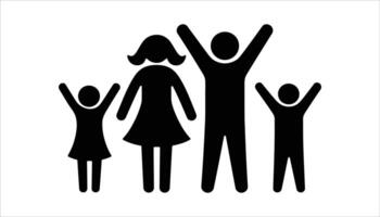 contento familia icono con padres y niños unidad y unión vector