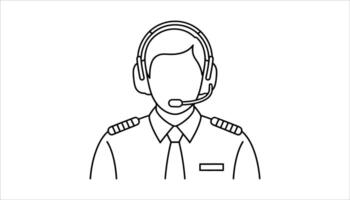 Pilot with Headset and Uniform Icon vector