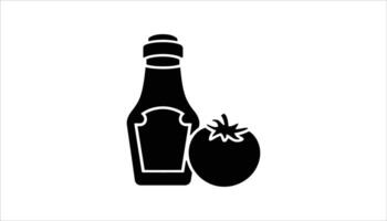 Tomato Ketchup Bottle Icon with Tomato Sauce and Condiment Design vector