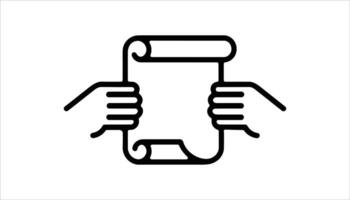ands Holding Scroll Icon Ancient Document Outline vector