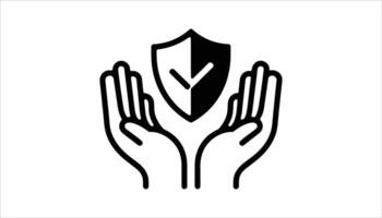 Shield and Hands Protection Icon vector