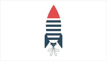 Patriotic Rocket Illustration with Red, White, and Blue Colors vector