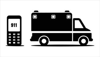Emergency Call 911 and Ambulance Icon vector