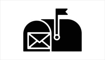 Mailbox Icon with Envelope and Flag Postal Mail Symbol Isolated vector