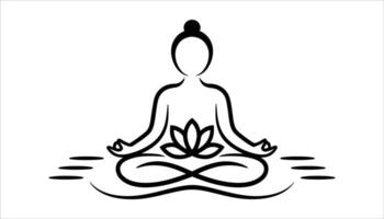 Meditation silhouette with lotus flower for mindfulness and relaxation high resolution picture vector