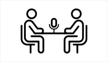 Podcast Interview Icon with Two People and Microphone vector