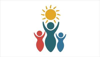 Happy Family Abstract with Sun Icon vector