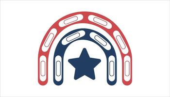 Patriotic Paperclip Arrangement with Star Center and Firework Theme vector
