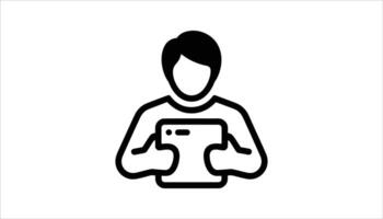 Smiling Kid Holding Tablet Device vector
