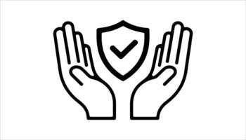 Security Shield Symbol with Hands Graphic vector