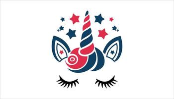 Patriotic Unicorn with Stars and Stripes for 4th of July vector