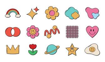 Retro Elements Set, Colorful Retro Illustration Icons Collection vector