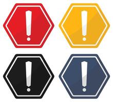 Danger warning icon set isolated on white background. vector