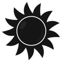 Sun icon in black color isolated on white background. vector