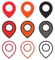Navigation marker flat icons isolated on white background. vector