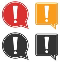 Exclamation mark flat icon with bubble chat isolated on white background. vector