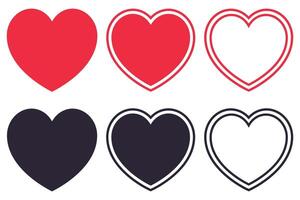 Red and black color of heart icons vector