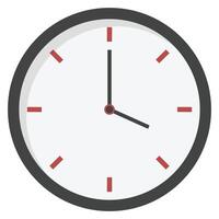 Round wall clock icon with black frame isolated on white background. vector