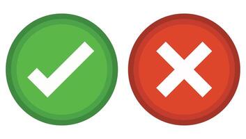 Right and wrong icon isolated on white background. vector