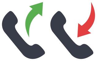 Incoming and outgoing phone call icon isolated on white background. vector