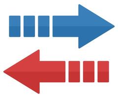 Right and left arrow icon isolated on white background. vector