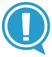Speech bubble attention message icon with white exclamation mark isolated on white background. vector