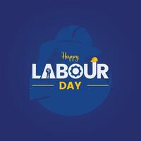 Happy Labour Day card with hand-drawn text, frame, hard hat, and raised fist on white background. Perfect for Labor Day posters, flyers, banners, and greetings vector