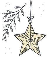 Elegant Holiday Star Ornament With Botanical Branch vector