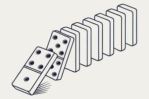 Domino Effect Falling Game Minimal Illustration vector