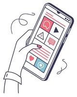 Hand Holding Smartphone With App Interface Icons vector