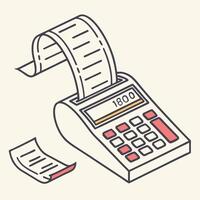 Isometric Cash Register With Receipt Outline Style vector
