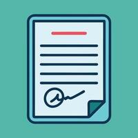 Signed Document On A Blue Background Icon vector