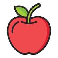 Red Apple Icon With Outline Style vector