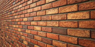 Brick wall in the perspective. Brick wall 3D illustration isolated on white background photo