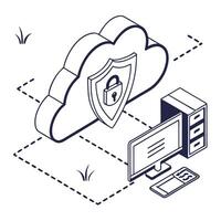 Secure Cloud Computing Isometric Illustration vector