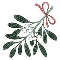 Mistletoe Branch With Ribbon Holiday Decoration Graphic vector