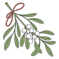 Mistletoe Branch With Red Ribbon Illustration vector