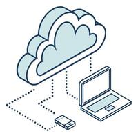 Cloud Computing Data Connection Isometric Illustration vector