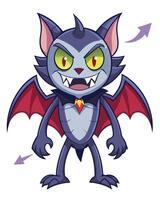 Cartoonish Bat Character With Pointing Arrows vector