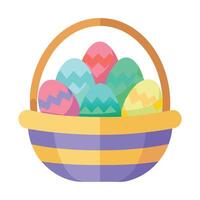 Easter Basket With Colorful Eggs vector