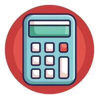 Cartoon Calculator On Red Circle Background vector